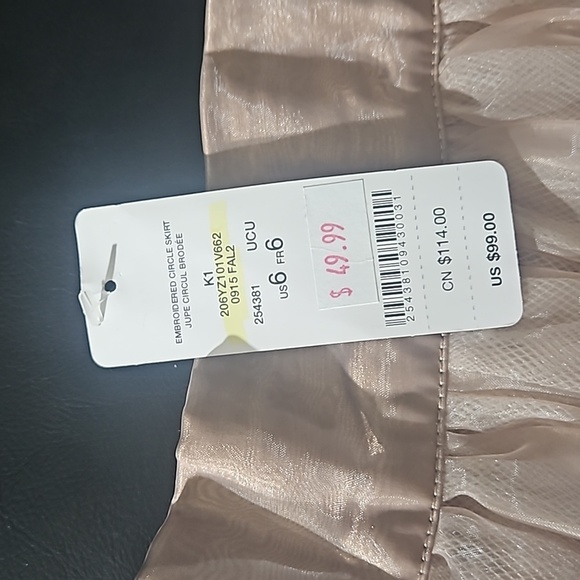 BEBE Fit and Flare Mauve Pink Embroidered 3 Layer Skirt womens size 6 NWT - Picture 3 of 12